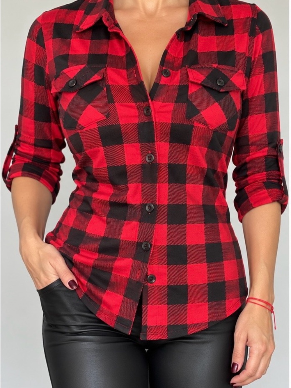 Classic Red and Black Buffalo Plaid Button-Down Shirt